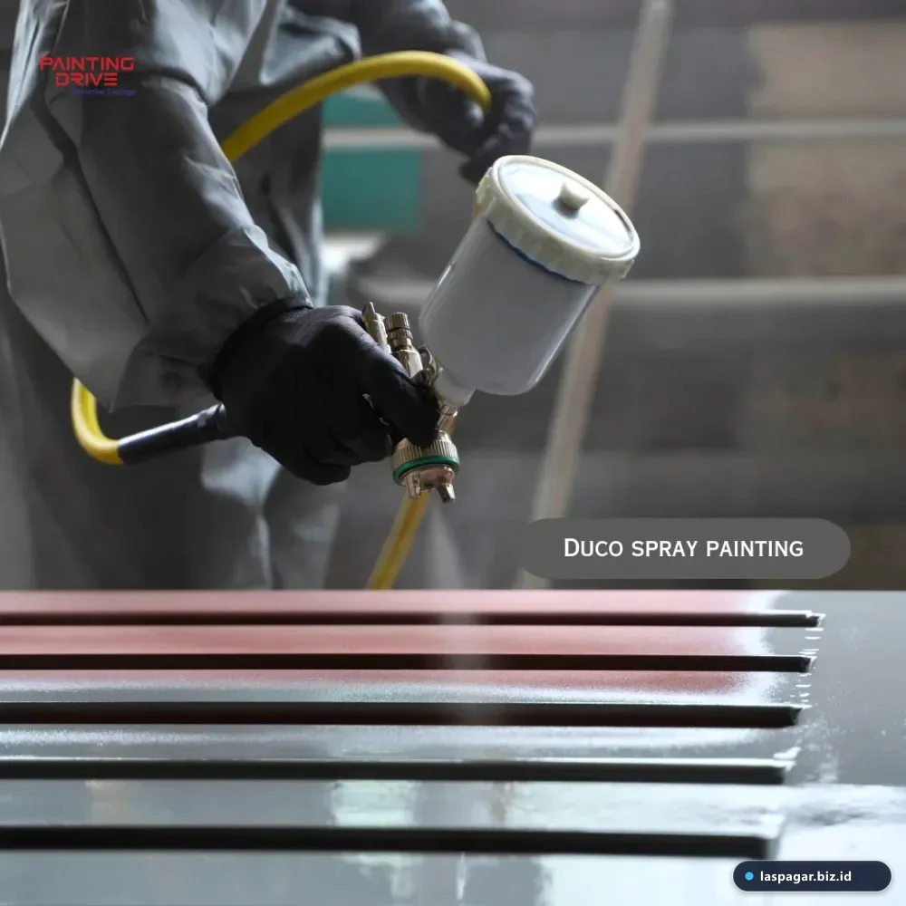 finishing cat duco pada pagar besi hollow minimalis modern
