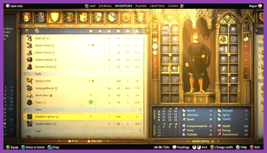 Mount inventory and saddlebags interface in Kingdom Come Deliverance 2