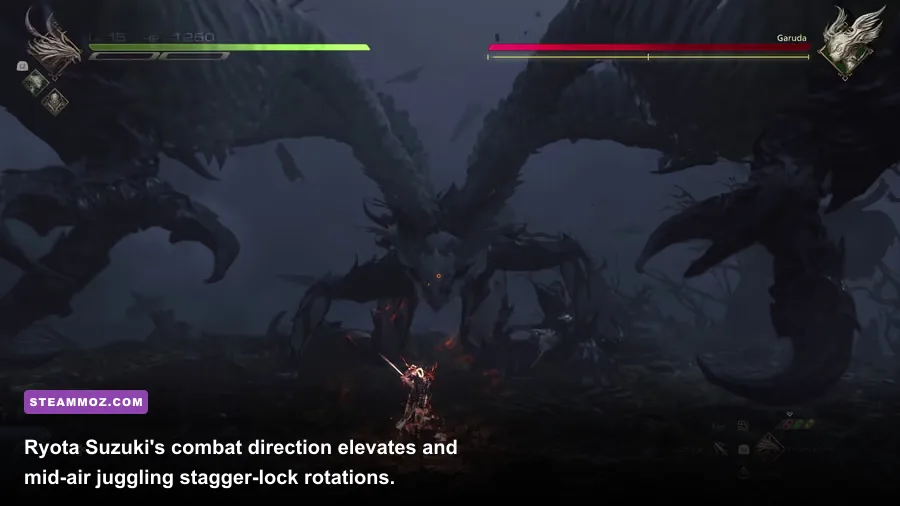 Clive performing Eikonic combos with Garuda and Titan abilities