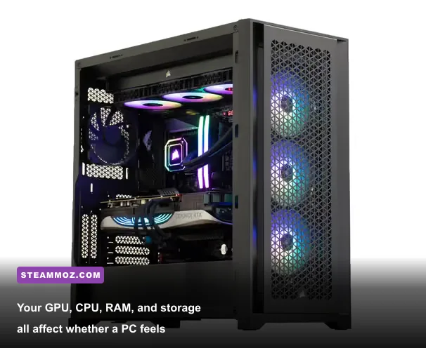 PC gaming hardware comparison showing processor graphics card memory and SSD requirements