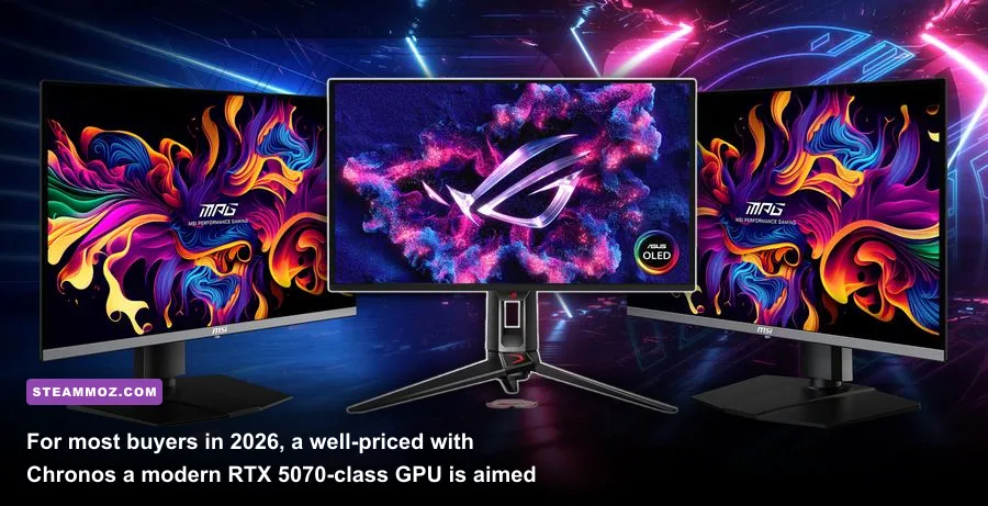 Skytech Chronos gaming PC connected to a high refresh rate 1440p monitor