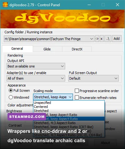DirectDraw translation wrapper configuration settings window