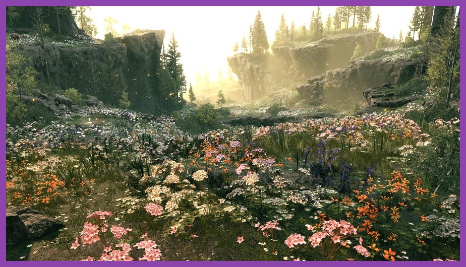 Scenic view of the Erdtree towering over the Lands Between in Elden Ring