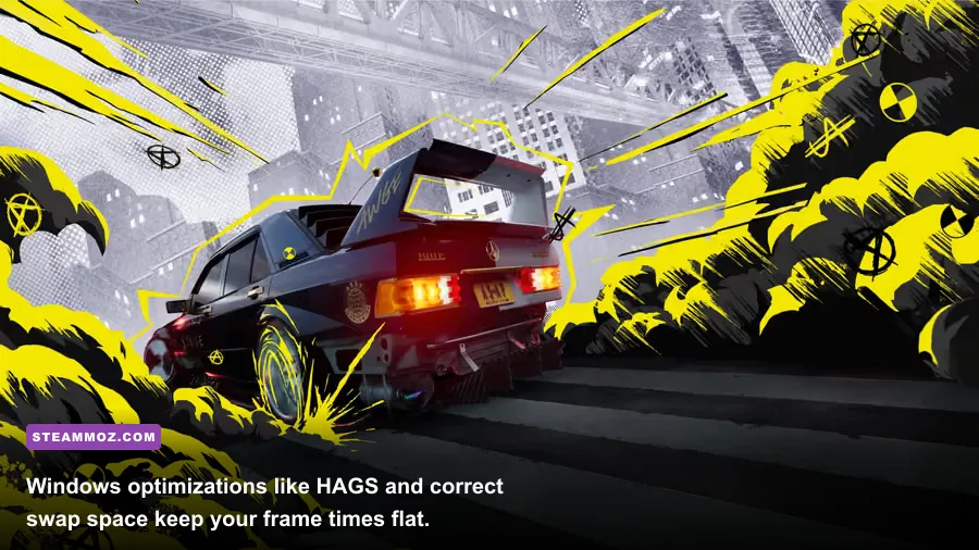 Stylized driving effects and tire smoke in Need for Speed Unbound