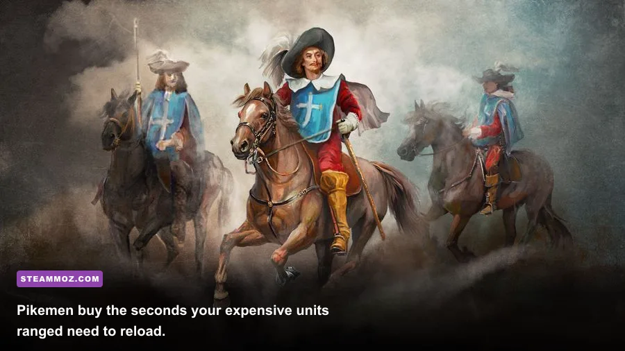 Cossacks 3 pikemen protecting musketeers in a defensive formation