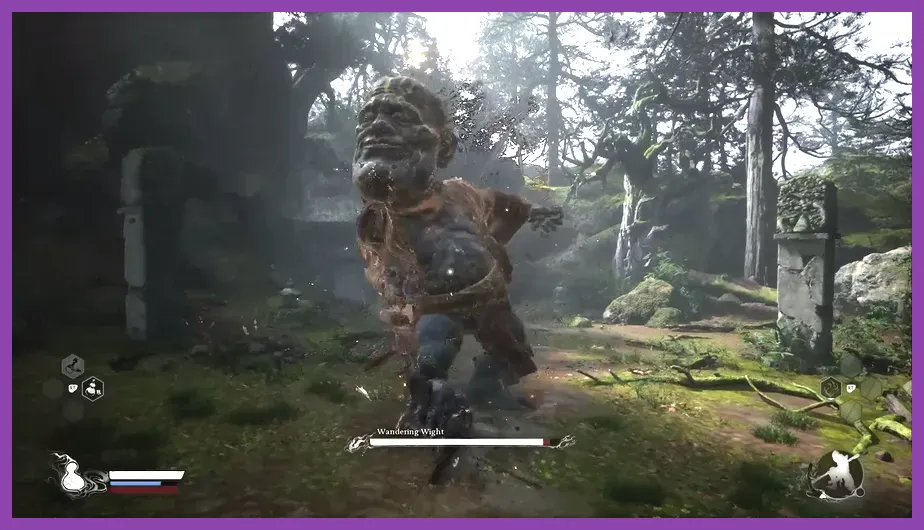 The Destined One dodging Wandering Wight's shockwave attack in Black Myth Wukong