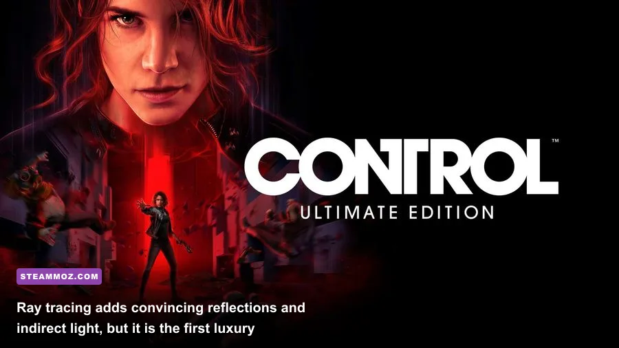 Ray-traced reflections on glass surfaces in a Control PC gameplay scene