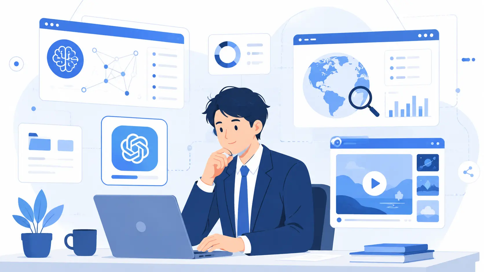 ChatGPT PlusとGPT-5.4 Thinkingの料金プランを比較検討するイメージ