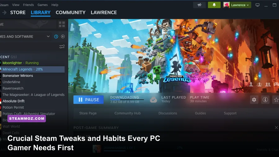 Steam client interface displaying a modern PC game library