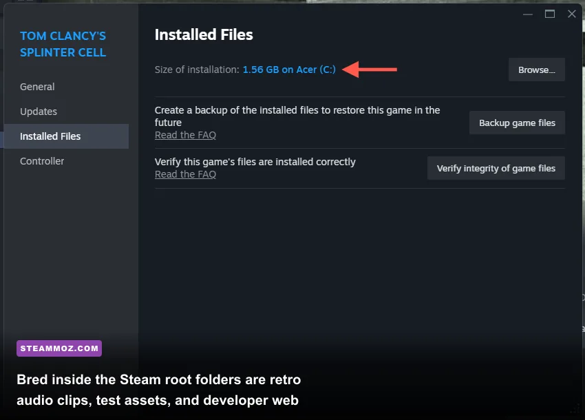 Windows File Explorer browsing Steam installation directory package files