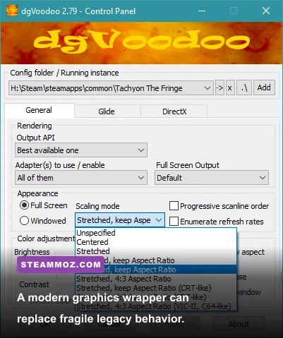DethKarz configured with a DirectDraw graphics wrapper on Windows