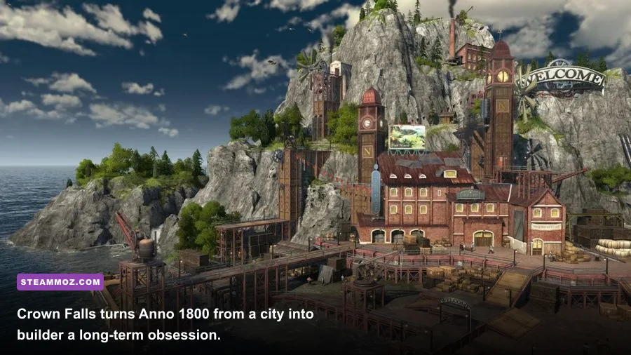 Anno 1800 Crown Falls metropolis in the Cape Trelawney region