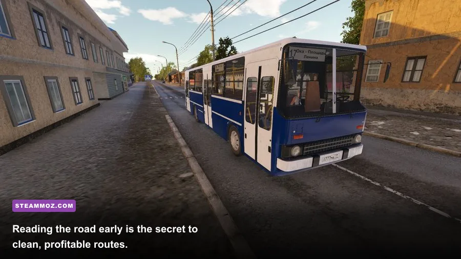 Bus Driver Simulator Hungarian Legend bus approaching a Budapest stop