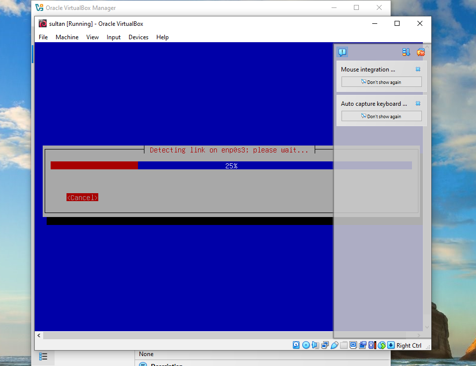 Proses instalasi Debian berlangsung