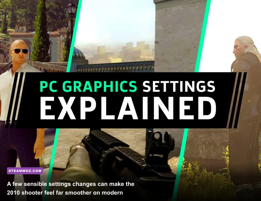 Aliens vs Predator 2010 PC graphics settings menu showing resolution and anti-aliasing options