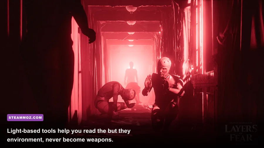 A lantern illuminating a dark corridor in Layers of Fear