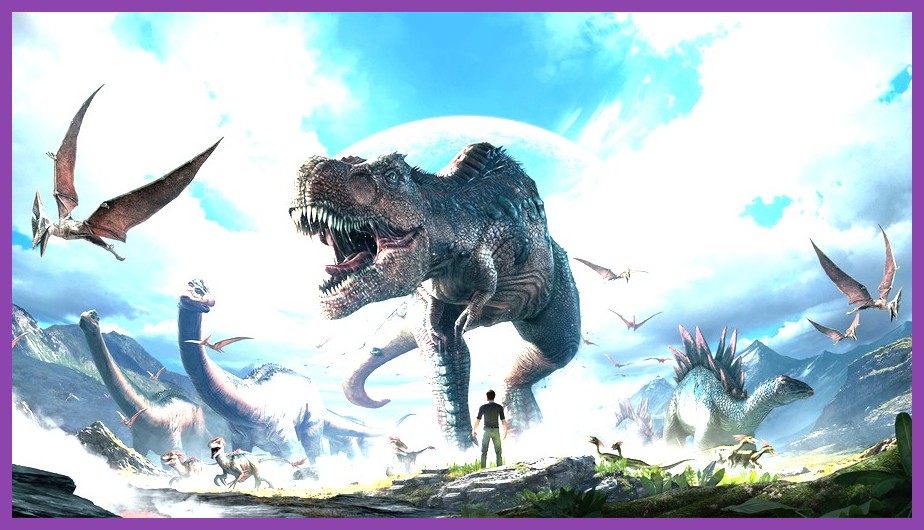 Ark Survival Evolved dinosaur island with a lone player taming a raptor