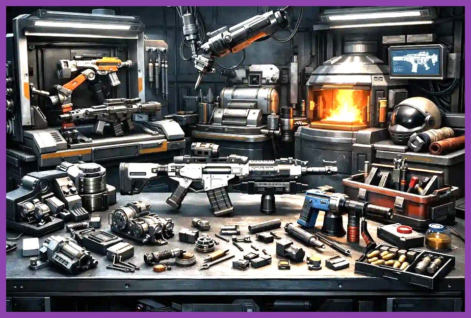 Upgrade interface showing engine, suspension, armor, and utility slots on a mount