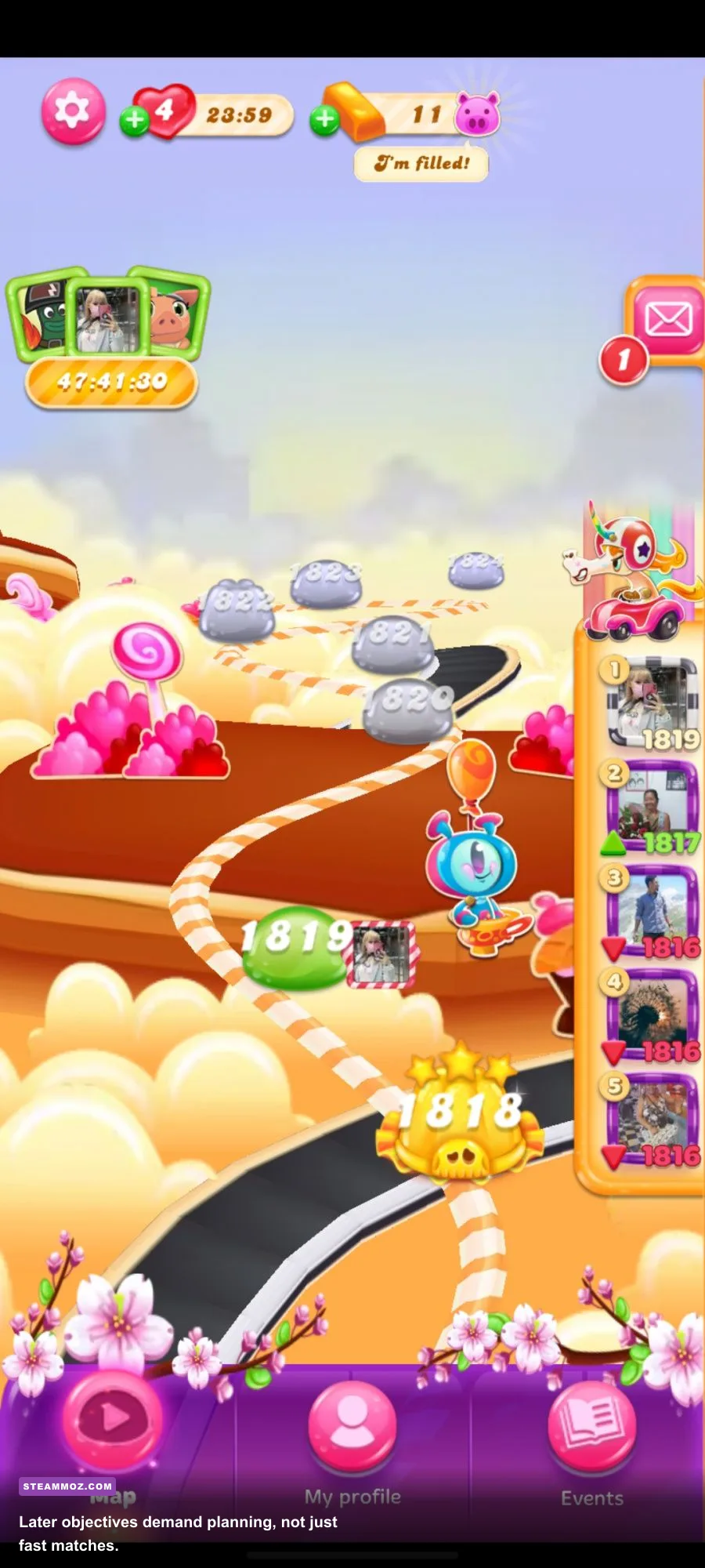 Candy Crush Saga jelly level with blockers, chocolate, and special candies