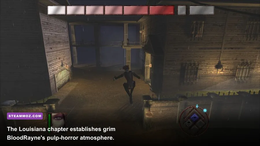 Rayne exploring the Louisiana swamp in BloodRayne: Terminal Cut