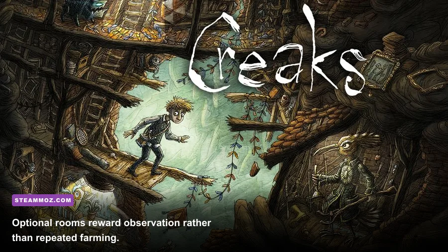Hidden Creaks room containing a collectible painting and environmental details