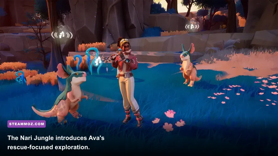 Vic exploring the Nari Jungle in Creatures of Ava