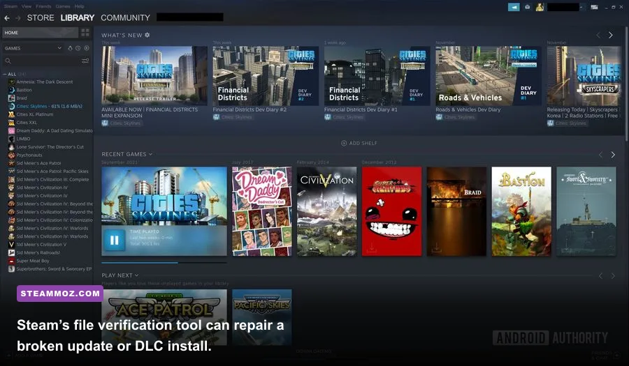 Steam Verify integrity of game files option for repairing Chef Life installation