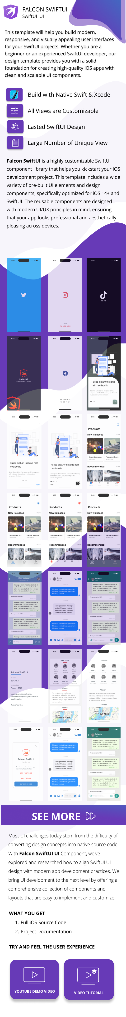 FAlCON - iOS & XCode SwiftUI UI Kit With AI App UI