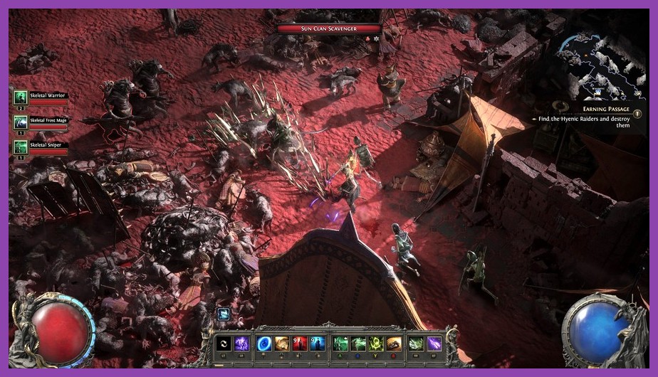 Path of Exile 2 passive skill tree menu showing interconnected nodes
