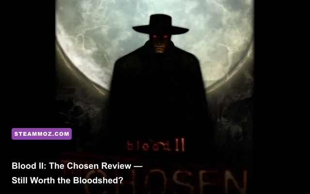 Caleb fighting enemies in a dark Blood II The Chosen level