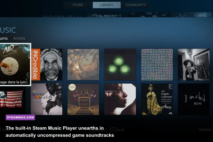 Steam built-in desktop music player playing soundtrack files