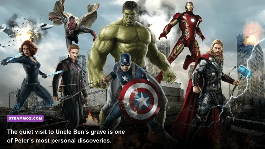 Spider-Man visiting Uncle Ben's grave in Marvel's Spider-Man Remastered
