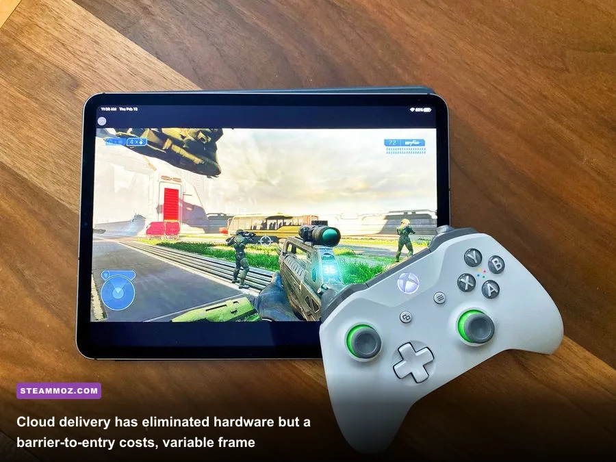 Xbox Cloud Gaming running high-fidelity graphics on a tablet using an Xbox Wireless Controller