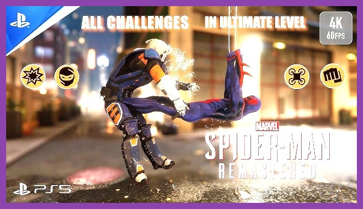 Gameplay screenshot of Spider-Man dodging and attacking during a Taskmaster challenge