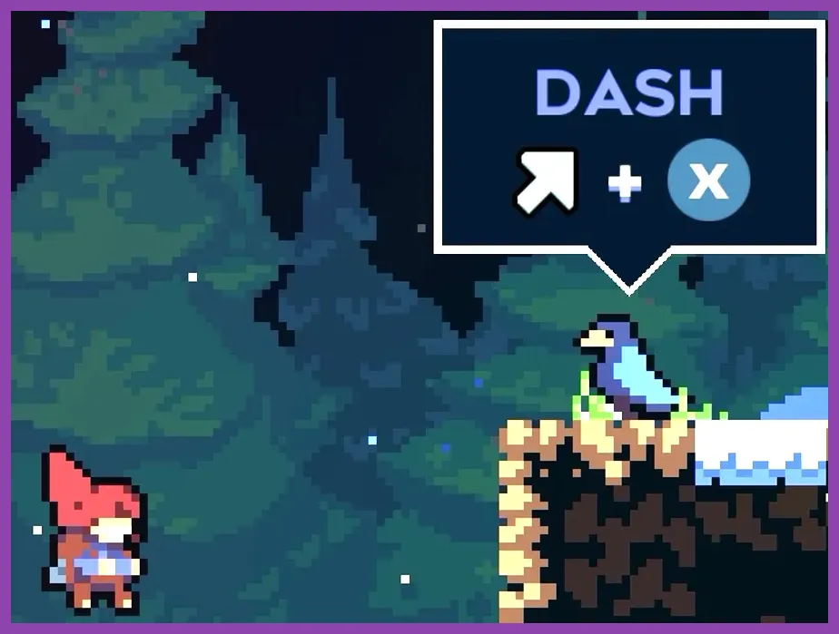 Madeline performing a dash in Celeste's mountain summit