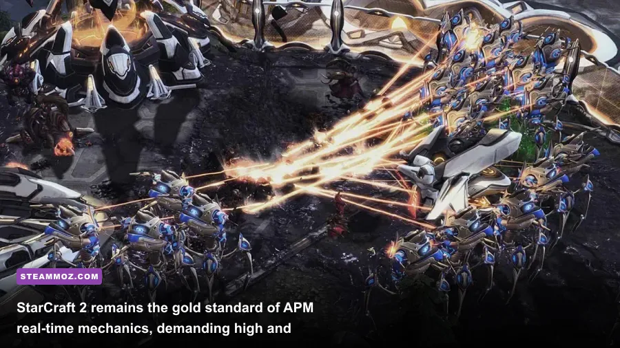 StarCraft 2 multiplayer clash featuring Terran Marine tank line against Zerg swarm