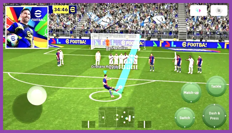 eFootball mobile matchplay action shot on phone