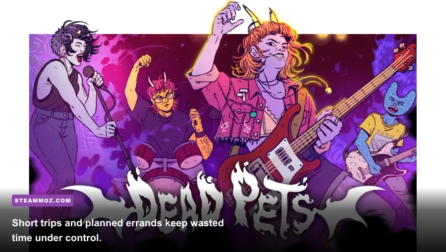 Dead Pets characters exploring the neighborhood and completing daily activities