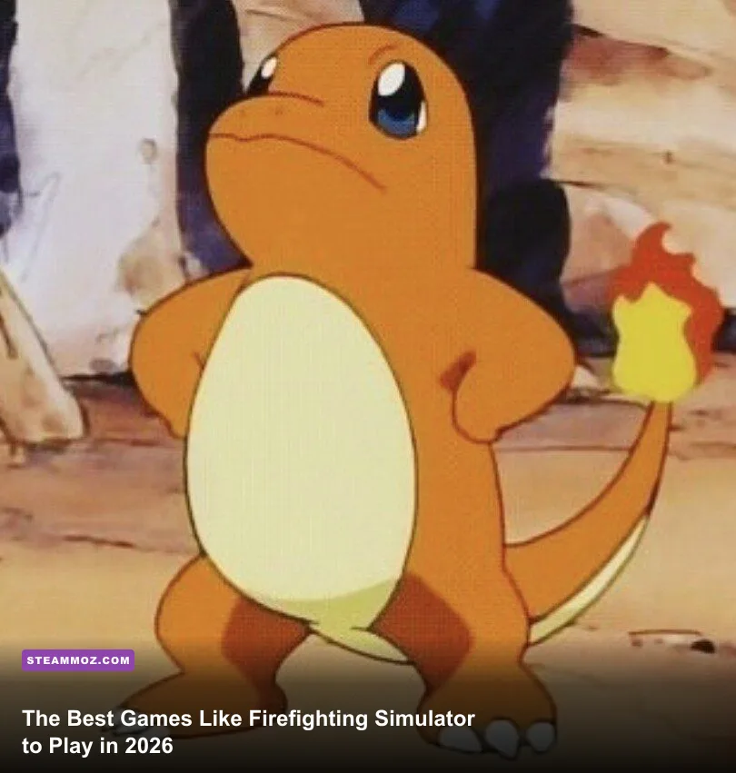 Firefighter simulation game showing a crew battling a building fire
