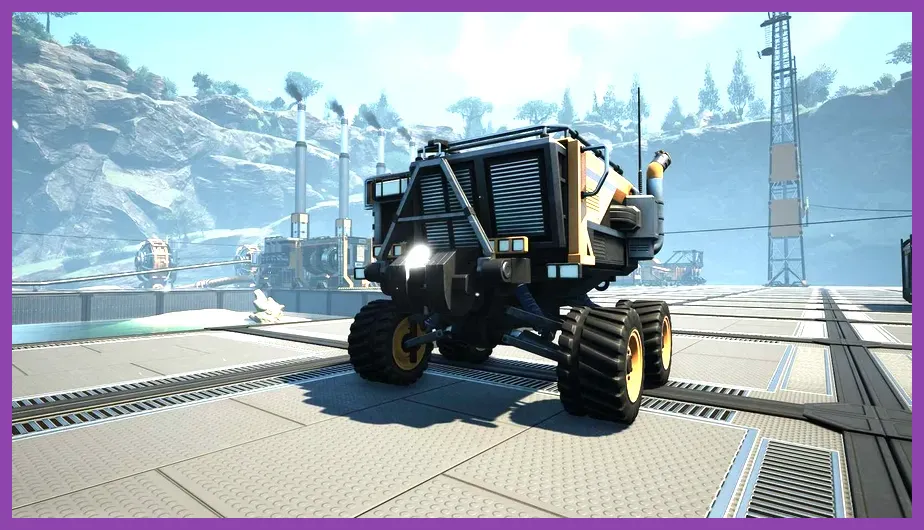 In-game view of a Tractor driving on a concrete foundation