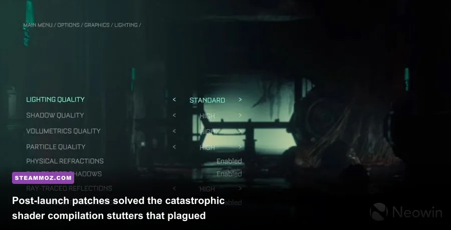 The Callisto Protocol graphics settings menu showing ray tracing and resolution scaling