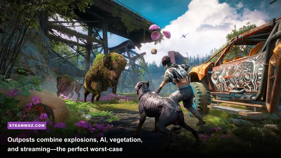 Far Cry New Dawn outpost assault using a Supremo weapon
