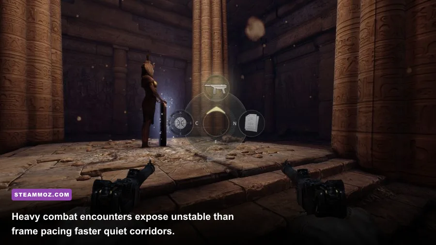 Deadfall Adventures pyramid level combat with Allan Quatermain using a shotgun