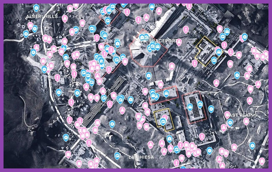 Topographic map view of key loot locations and high-value crates in ARC Raiders