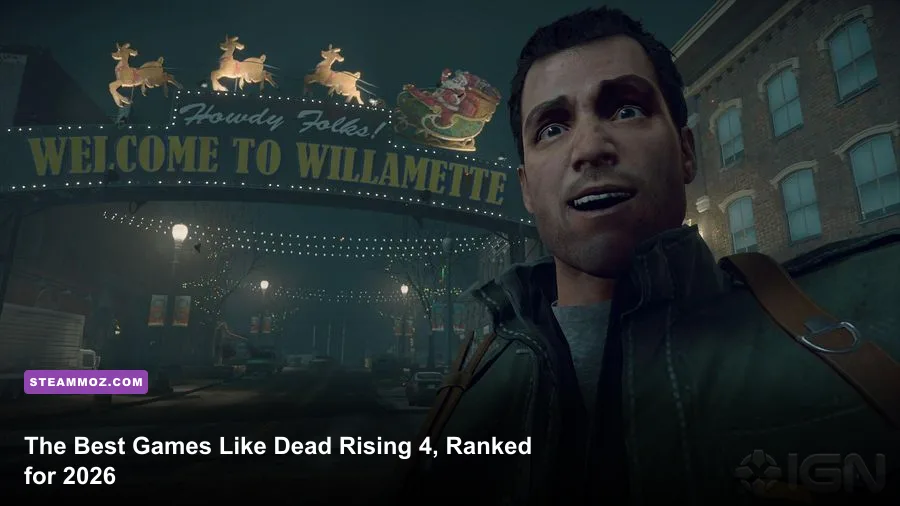 Frank West fighting a zombie horde in Dead Rising 4