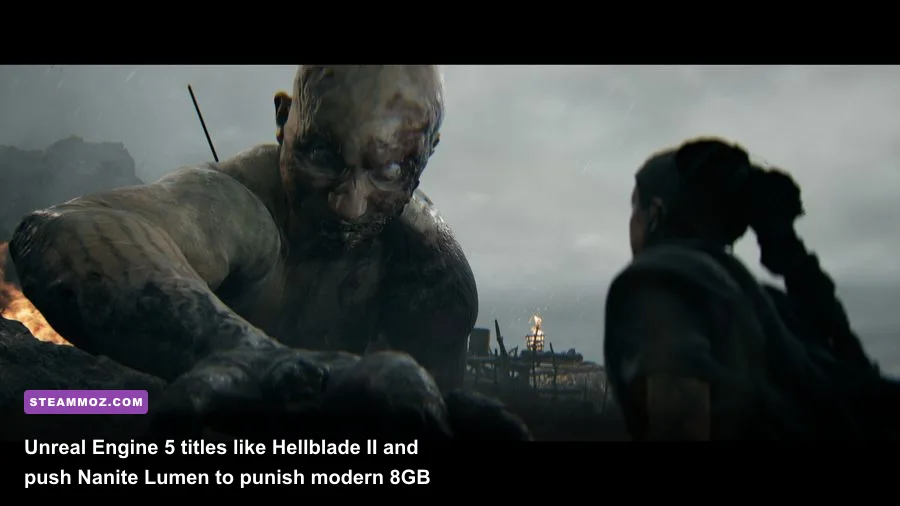 Photorealistic visual rendering in Senua's Saga Hellblade II running on Unreal Engine 5
