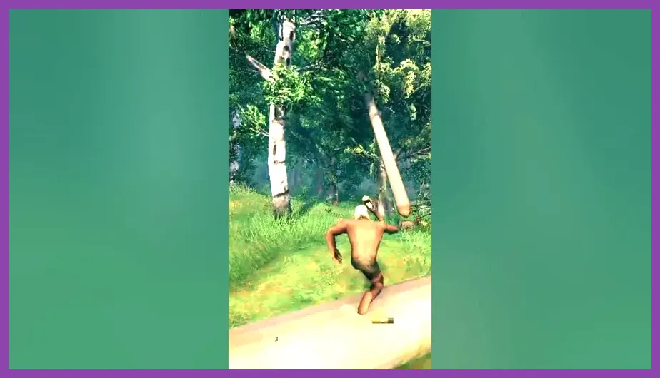 Valheim character jumping across obstacles in the Black Forest