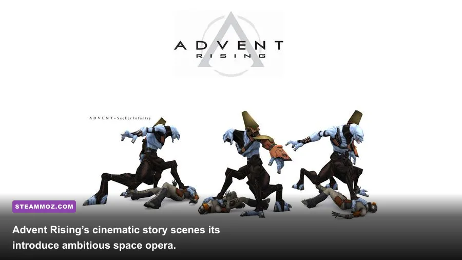 Gideon Wyeth and Marin Steel during an Advent Rising story scene