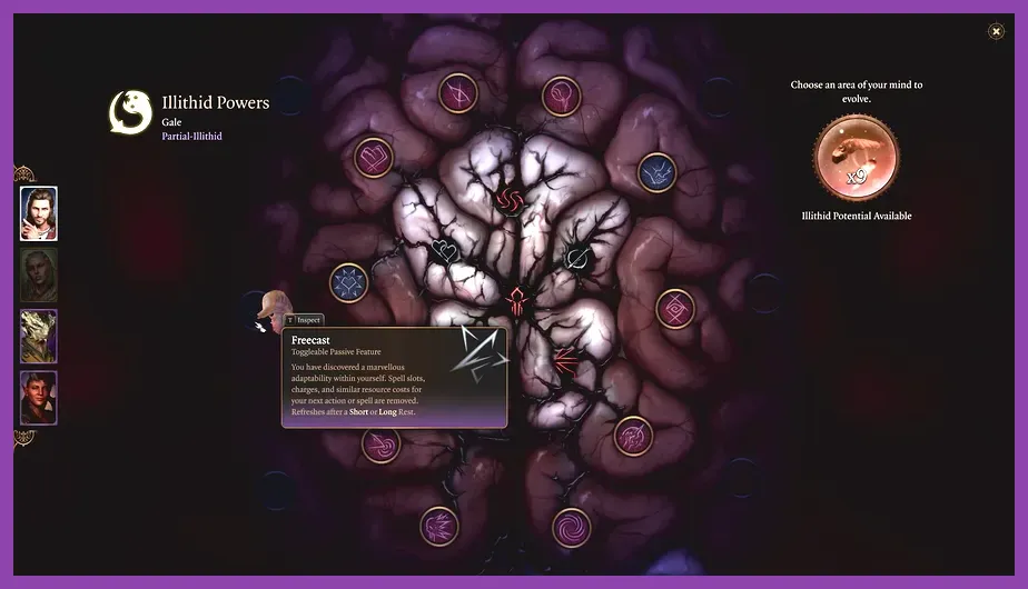 Illithid powers unlock screen in Baldur's Gate 3