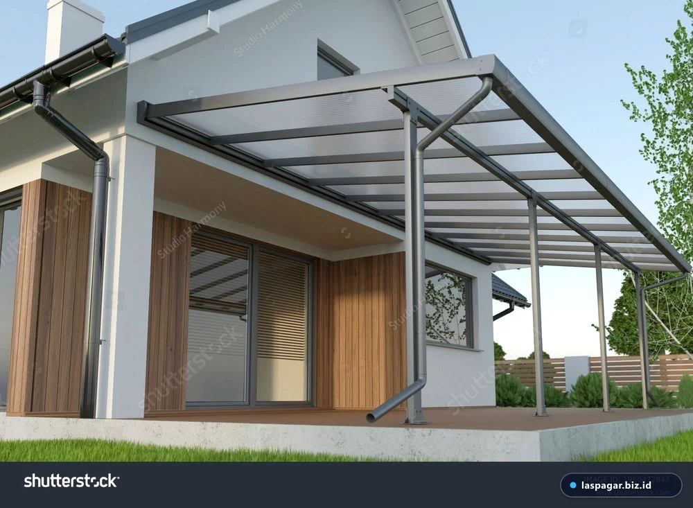 kanopi teras rumah kaca tempered mewah arsitektur modern